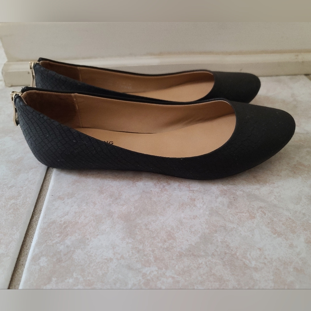 Call It Spring Brevia Embossed Ballet Flats, Black, 7